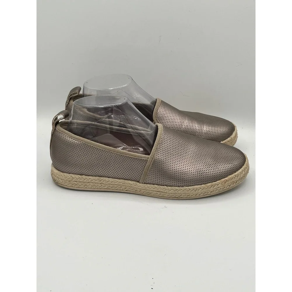 Clarks Collection Cushion SoftMetallic Bronze Perforated Espadrille Flats Sz 9W
